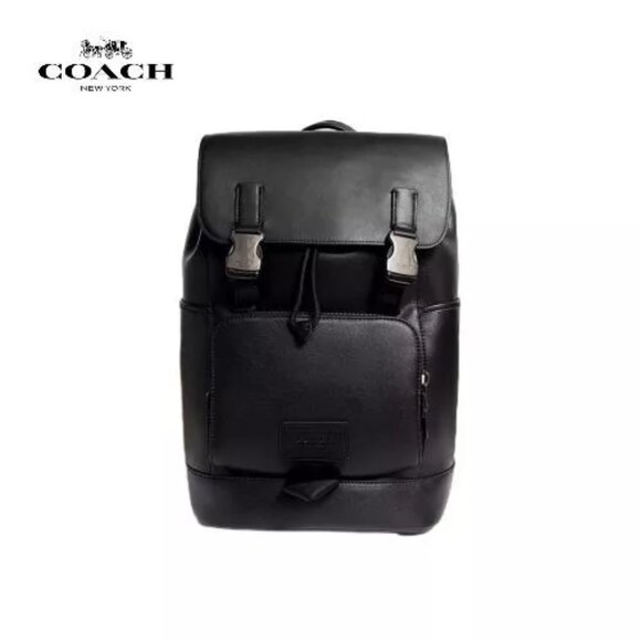 EUC Coach Smith full grain black leather terrain Track laptop backpack C2710 - Picture 1 of 16
